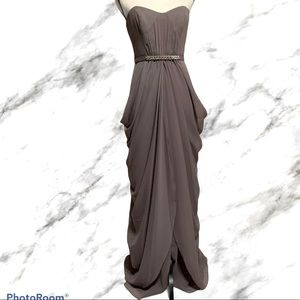 Strapless Chiffon Bridesmaid Dress with Swag Skirt